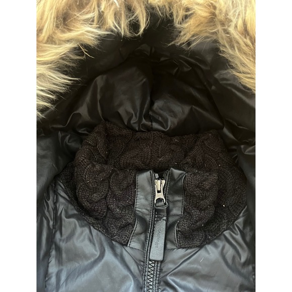 Mackage Black Puffer Coat Fur Hood Zip Front Pockets Warm Winter Womens Medium - Picture 12 of 13